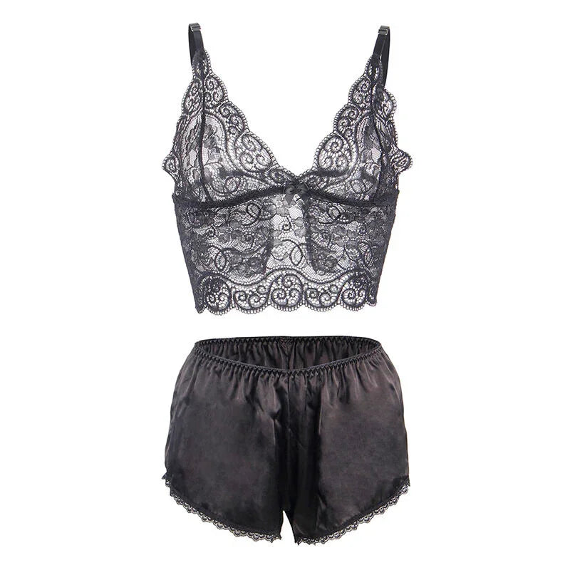 SUBBLIME - 953911 SET 3 PIEZAS ENCAJE Y SATEN NEGRO S/M - Nuvica
