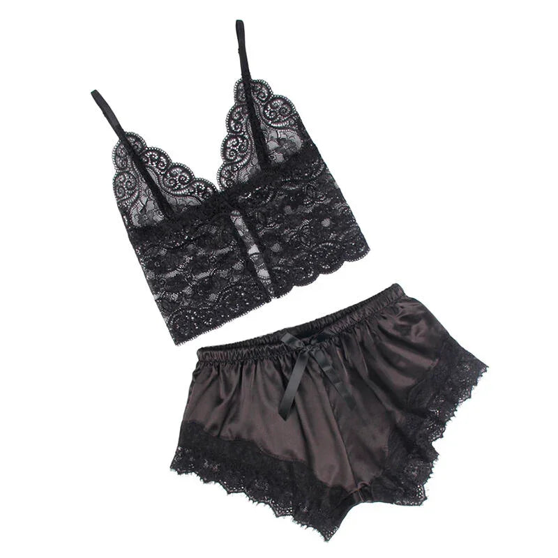 SUBBLIME - 953942 PIJAMA SEXY SATEN Y ENCAJE NEGRO L/XL - Nuvica