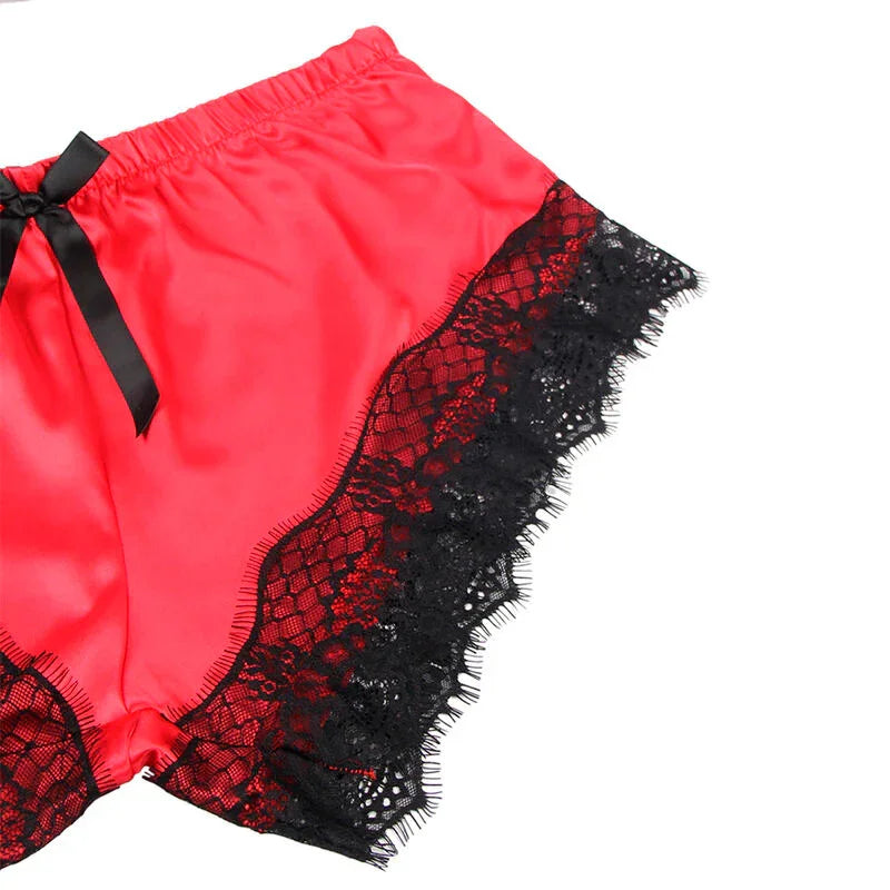 SUBBLIME - 953966 PIJAMA SEXY SATEN Y ENCAJE NEGRO/ROJO L/XL - Nuvica