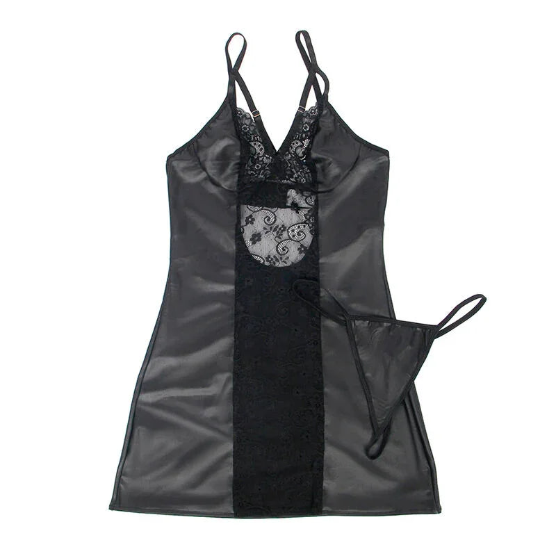 SUBBLIME - 954178 VESTIDO + TANGA CUERO NEGRO L/XL - Nuvica