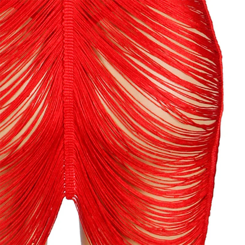 SUBBLIME - 954246 VESTIDO DE FLECOS + TANGA ROJO S/M - Nuvica