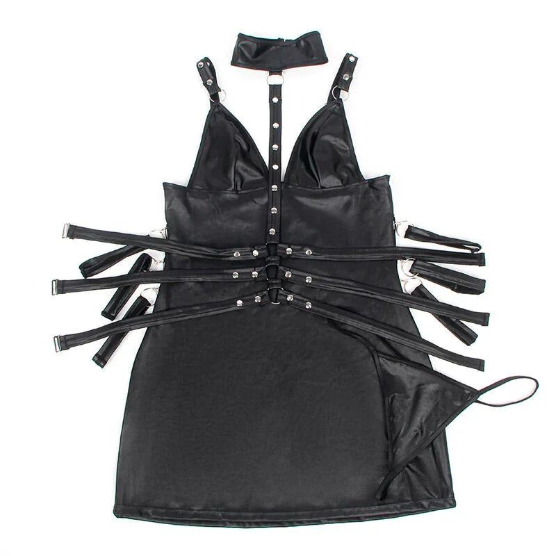 SUBBLIME - 954406 VESTIDO BONDAGE DE CUERO NEGRO S/M - Nuvica