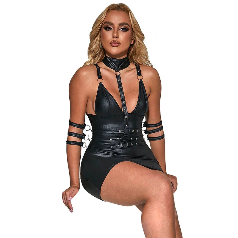 SUBBLIME - 954406 VESTIDO BONDAGE DE CUERO NEGRO S/M - Nuvica