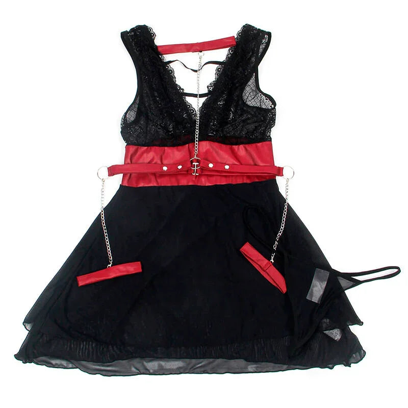 SUBBLIME - 954420 VESTIDO BONDAGE DE ENCAJE NEGRO S/M - Nuvica