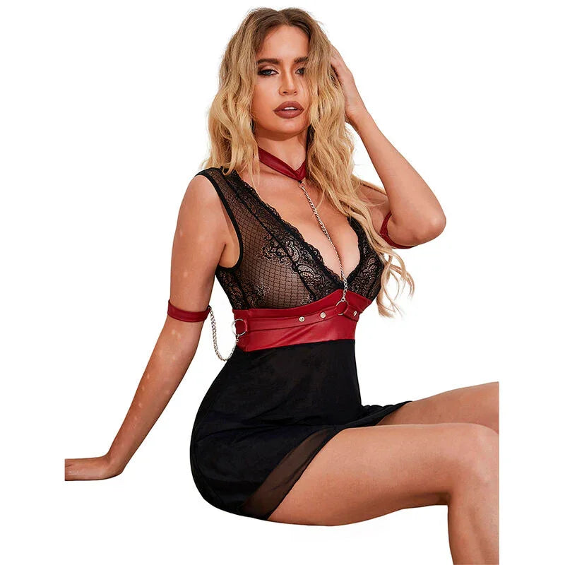 SUBBLIME - 954420 VESTIDO BONDAGE DE ENCAJE NEGRO S/M - Nuvica