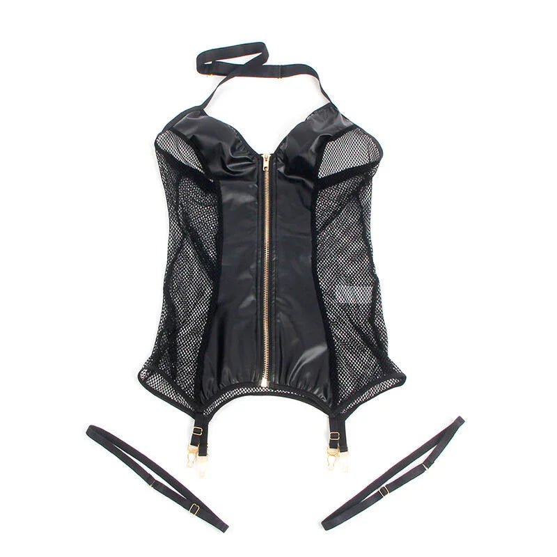 SUBBLIME - 954451 VESTIDO SEXY DE REJILLA CUERO NEGRO L/XL - Nuvica
