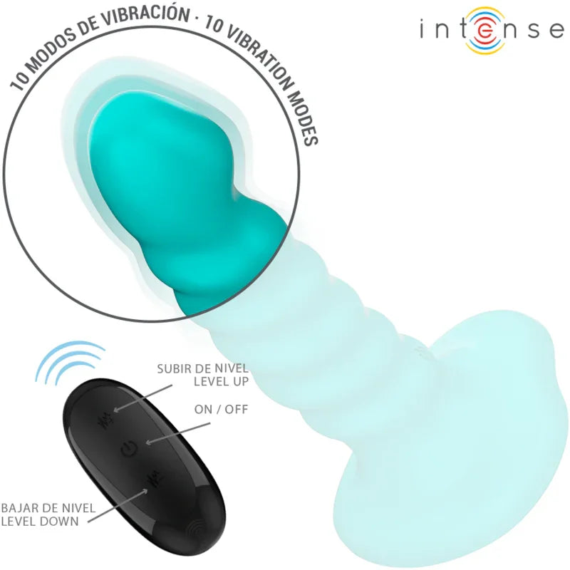 INTENSE - BUFFY VIBRADOR TALLA S DISEÑO EN ESPIRAL 10 VIBRACIONES AZUL CONTROL REMOTO - Nuvica