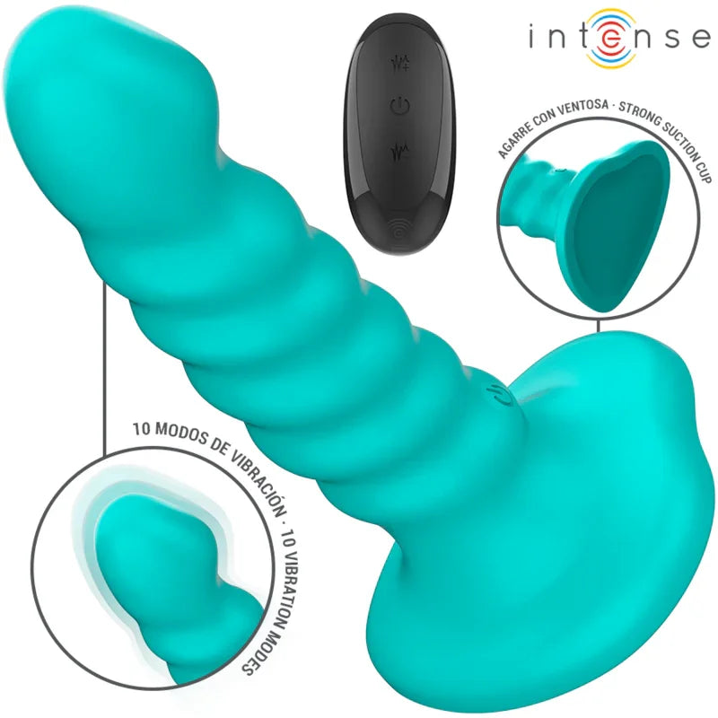 INTENSE - BUFFY VIBRADOR TALLA S DISEÑO EN ESPIRAL 10 VIBRACIONES AZUL CONTROL REMOTO - Nuvica