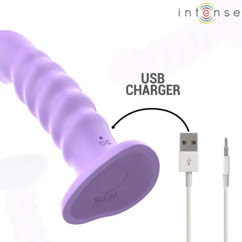 INTENSE - BRENDA VIBRADOR TALLA M DISEÑO EN ESPIRAL 10 VIBRACIONES MORADO CONTROL REMOTO - Nuvica