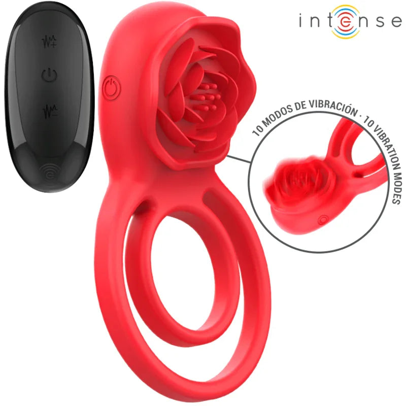 INTENSE - GAIL ROSA ESTIMULADORA 10 VIBRACIONES ROJO CONTROL REMOTO - Nuvica