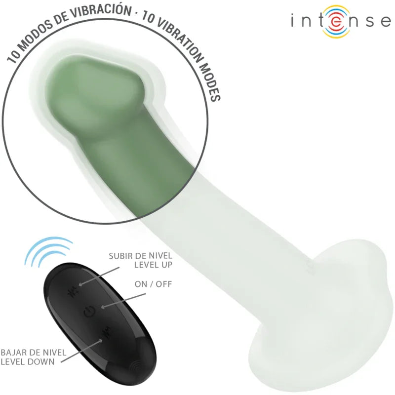 INTENSE - BECCA VIBRADOR CON VENTOSA 10 VIBRACIONES VERDE CONTROL REMOTO - Nuvica