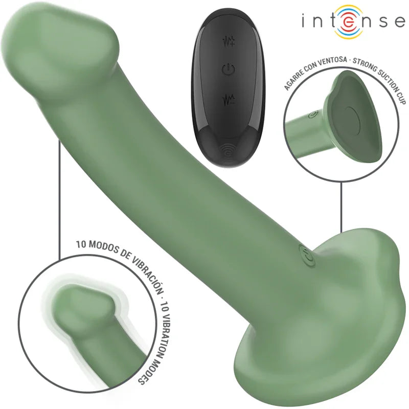 INTENSE - BECCA VIBRADOR CON VENTOSA 10 VIBRACIONES VERDE CONTROL REMOTO - Nuvica