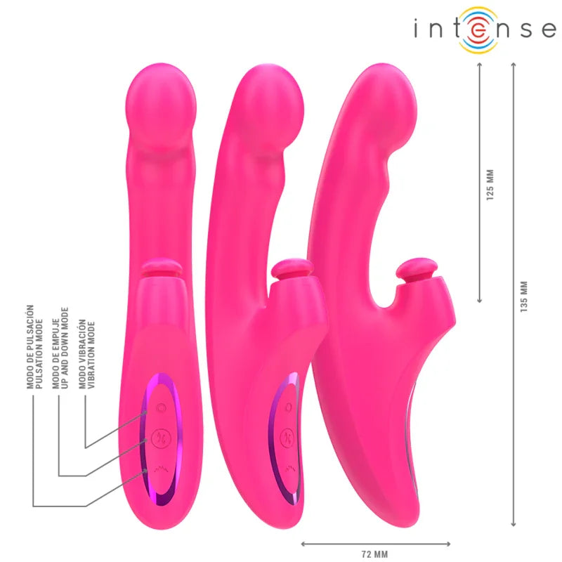 INTENSE - EMI VIBRADOR 13,5 CM MULTIFUNCIÓN 3 EN 1 10 VIBRACIONES ROSA - Nuvica