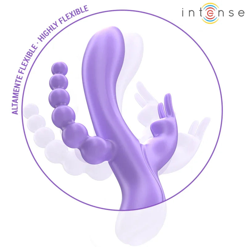 INTENSE - MIKO TRIPLE VIBRADOR RABBIT & ESTIMULADOR & ANAL 7 VIBRACIONES MORADO - Nuvica