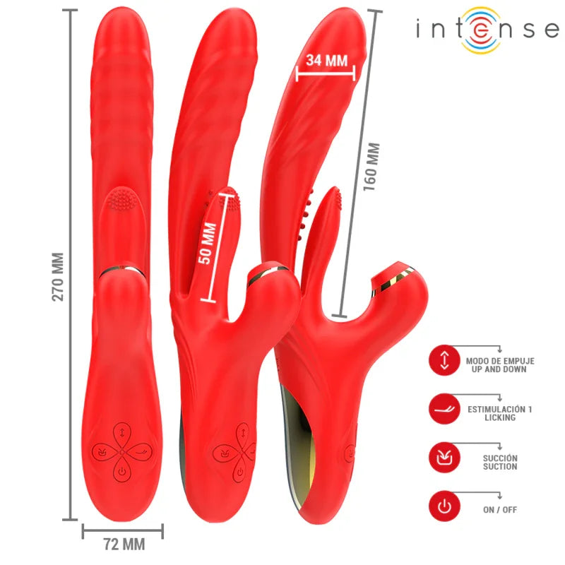 INTENSE - KAROL VIBRADOR MULTIFUNCIÓN EMPUJE & ESTIMULACIÓN & ONDAS ESTIMULADORAS ROJO - Nuvica
