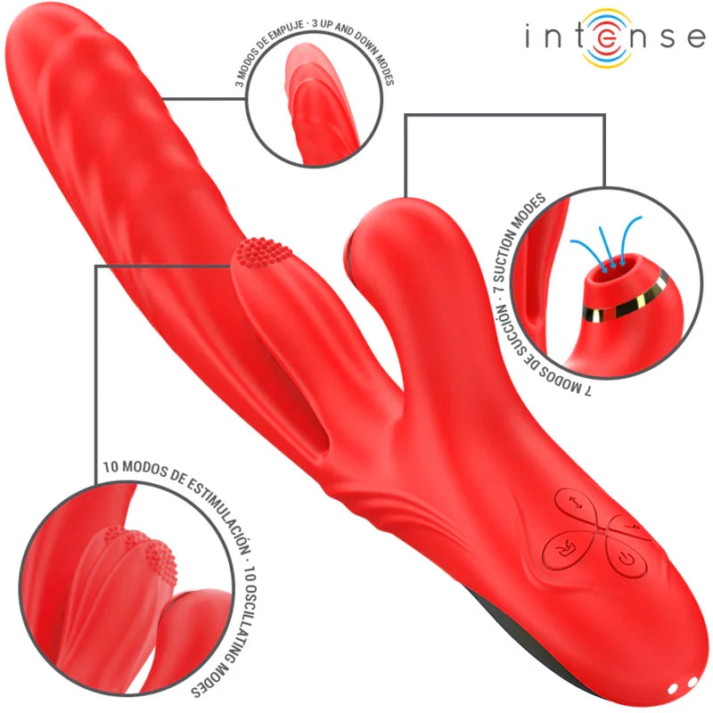 INTENSE - KAROL VIBRADOR MULTIFUNCIÓN EMPUJE & ESTIMULACIÓN & ONDAS ESTIMULADORAS ROJO - Nuvica