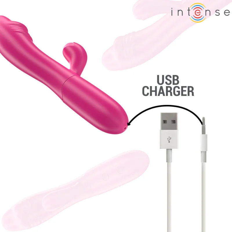 INTENSE - IVY VIBRADOR FLEXIBLE 10 VIBRACIONES CON LENGUA ESTIMULADORA ROSA - Nuvica