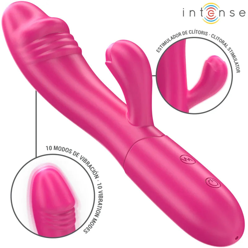 INTENSE - IVY VIBRADOR FLEXIBLE 10 VIBRACIONES CON LENGUA ESTIMULADORA ROSA - Nuvica