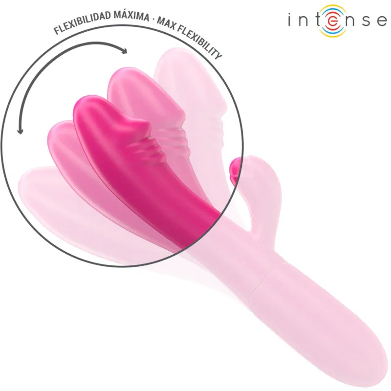 INTENSE - IVY VIBRADOR FLEXIBLE 10 VIBRACIONES CON LENGUA ESTIMULADORA ROSA - Nuvica