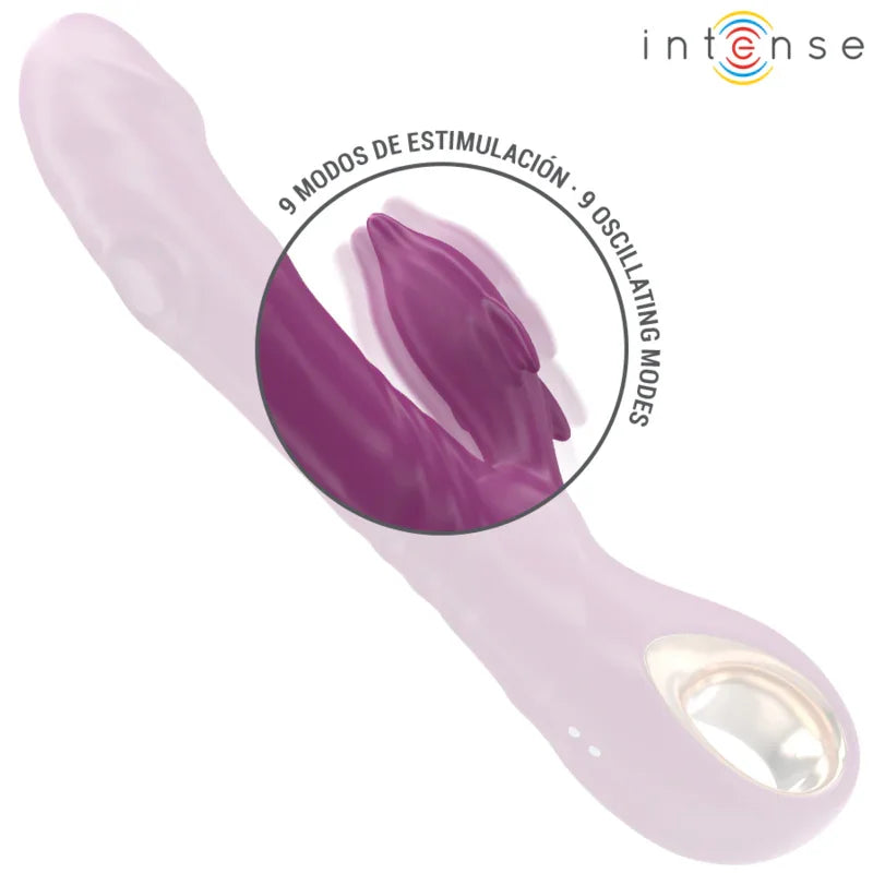 INTENSE - HALLE VIBRADOR MULTIFUNCIÓN CON LENGUA ESTIMULADORA EN FORMA DE DELFÍN MORADO - Nuvica