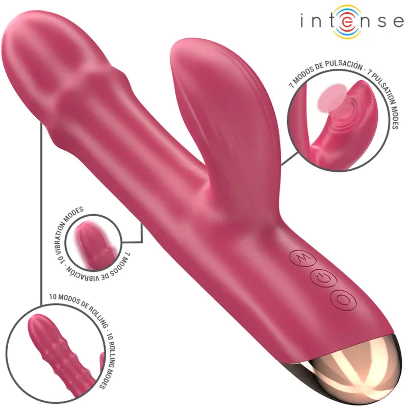 INTENSE - CHLOE VIBRADOR MULTIFUNCIÓN 3 EN 1 ROJO - Nuvica