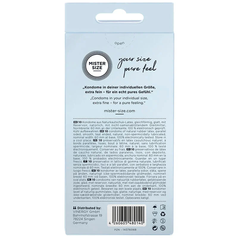 MISTER SIZE - PRESERVATIVOS TALLA XL 60 MM (10 UNIDADES) - Nuvica