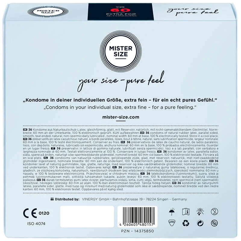 MISTER SIZE - PRESERVATIVOS TALLA XL 60 MM (36 UNIDADES) - Nuvica