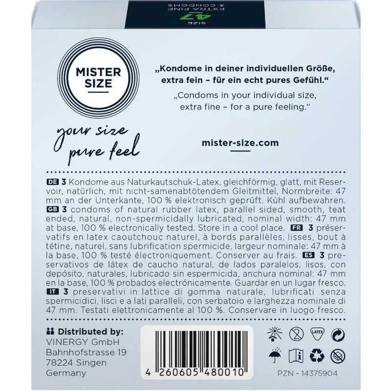 MISTER SIZE - PRESERVATIVOS TALLA XS 47 MM (3 UNIDADES) - Nuvica