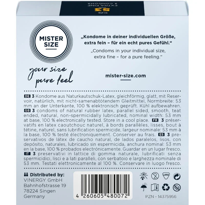 MISTER SIZE - PRESERVATIVOS TALLA M 53 MM (3 UNIDADES) - Nuvica
