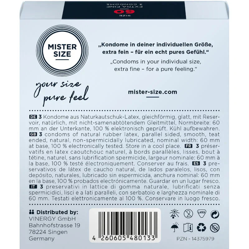 MISTER SIZE - PRESERVATIVOS TALLA XL 60 MM (3 UNIDADES) - Nuvica