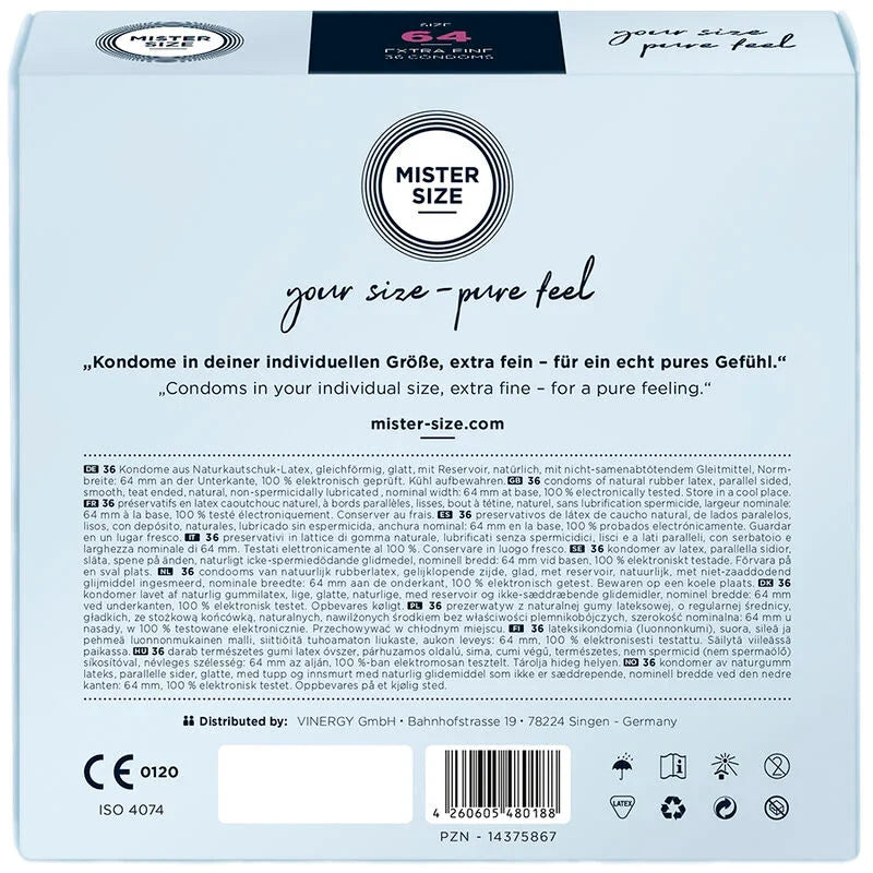 MISTER SIZE - PRESERVATIVOS TALLA XXL 64 MM (36 UNIDADES) - Nuvica