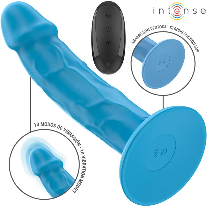INTENSE - PHOEBE VIBRADOR REALÍSTICO 10 VIBRACIONES AZUL CONTROL REMOTO - Nuvica