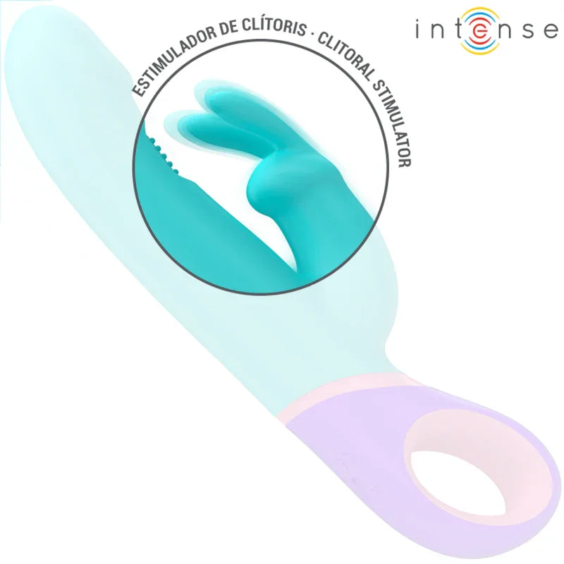 INTENSE - MÓNICA VIBRADOR RABBIT CON ESTIMULADOR ROTATORIO DEL PUNTO G AZUL - Nuvica