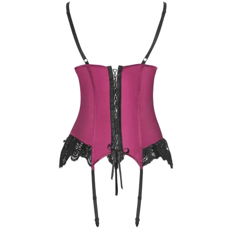 LIVCO CORSETTI FASHION - AGRAFENA CF 90436 CORSET + TANGA BURDEOS S/M - Nuvica