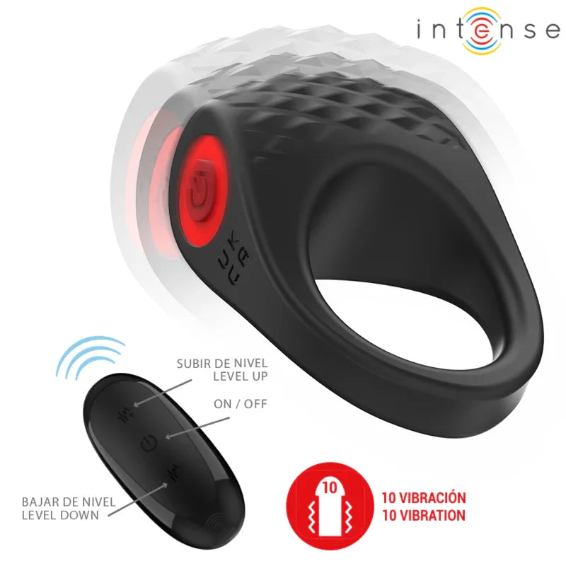 INTENSE - CLOVER ANILLO VIBRADOR PENE 10 VIBRACIONES NEGRO - Nuvica
