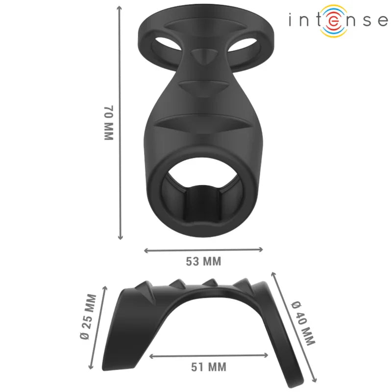 INTENSE - THEO ANILLO DOBLE PARA PENE SILICONA NEGRO MODELO 3 - Nuvica