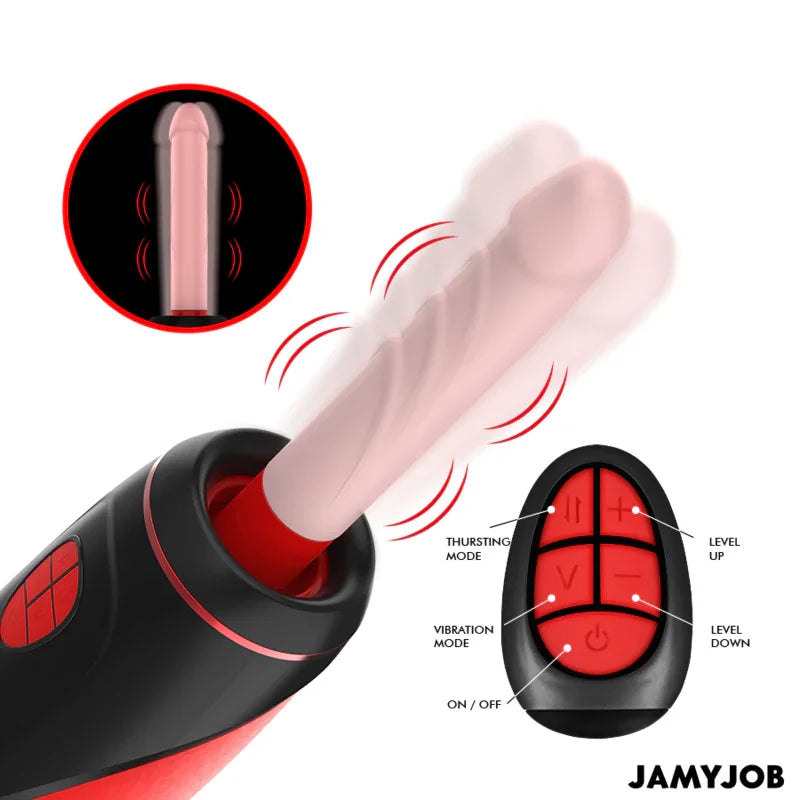 JAMYJOB - PYSTON BASE MASTURBADOR AUTOMÁTICO CON DILDO CONTROL REMOTO - Nuvica
