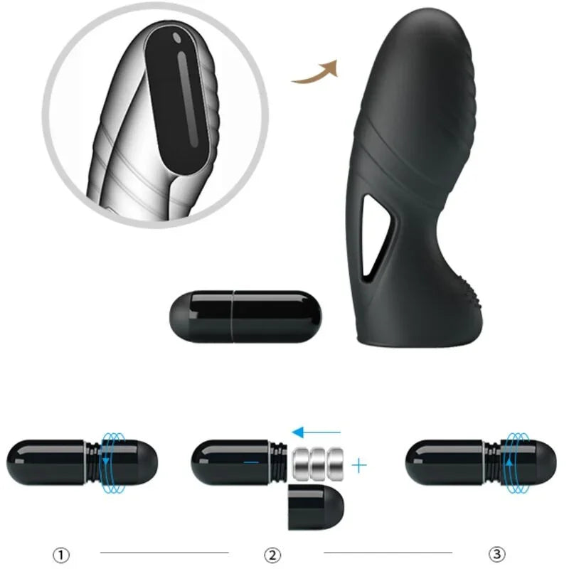 PRETTY LOVE - ALAN VIBRADOR DE DEDO SILICONA NEGRO - Nuvica