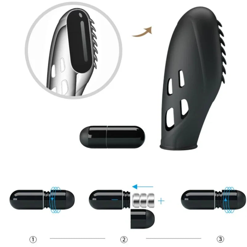 PRETTY LOVE - GILO VIBRADOR DE DEDO SILICONA NEGRO - Nuvica