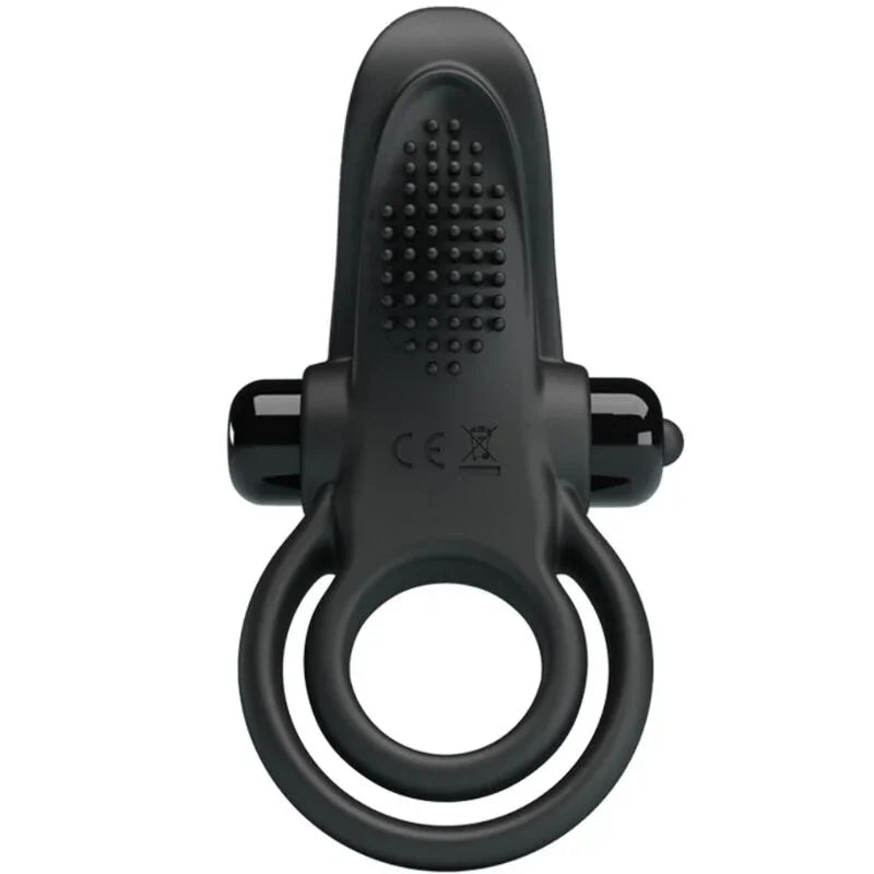 PRETTY LOVE - DOBLE ANILLO VIBRADOR + ESTIMULADOR CLÍTORIS 10 VIBRACIONES NEGRO - Nuvica