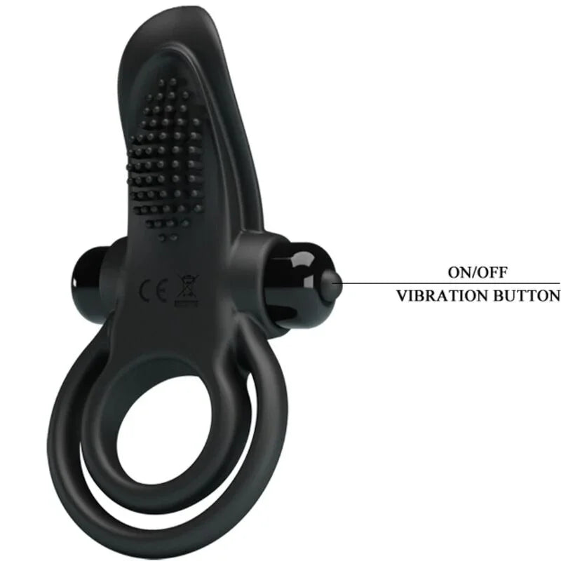 PRETTY LOVE - DOBLE ANILLO VIBRADOR + ESTIMULADOR CLÍTORIS 10 VIBRACIONES NEGRO - Nuvica
