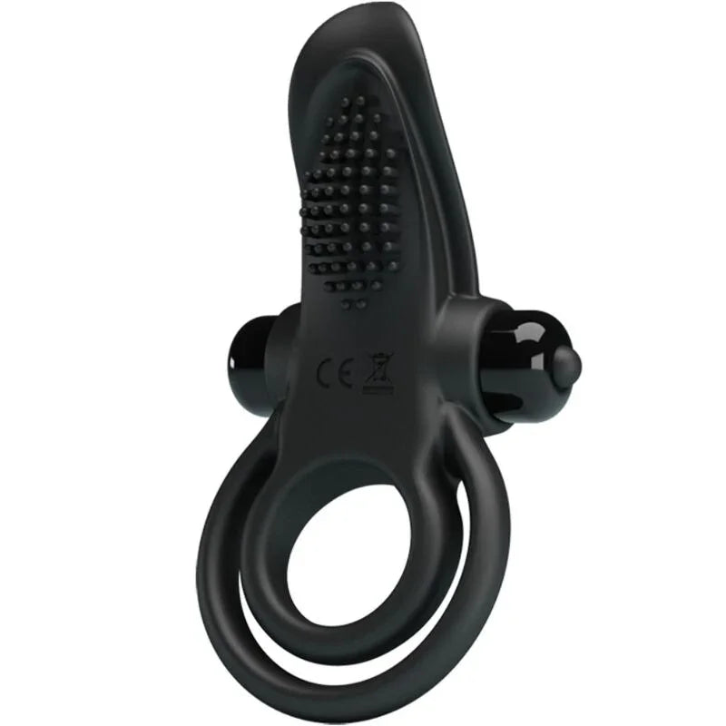 PRETTY LOVE - DOBLE ANILLO VIBRADOR + ESTIMULADOR CLÍTORIS 10 VIBRACIONES NEGRO - Nuvica