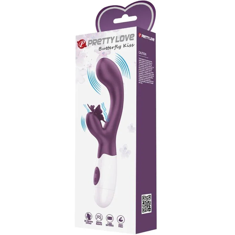 PRETTY LOVE - BUTTERFLY KISS VIBRADOR RABBIT & ESTIMULADOR PUNTO G MORADO - Nuvica