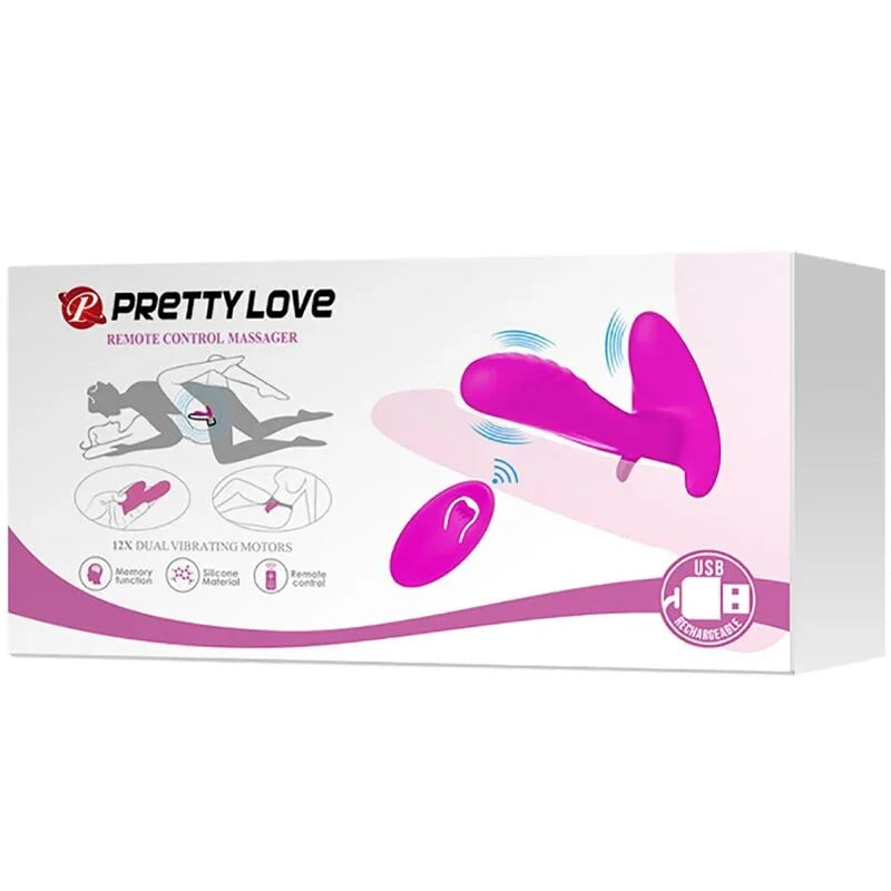 PRETTY LOVE - MASAJEADOR & VIBRADOR 12 VIBRACIONES CONTROL REMOTO MORADO - Nuvica
