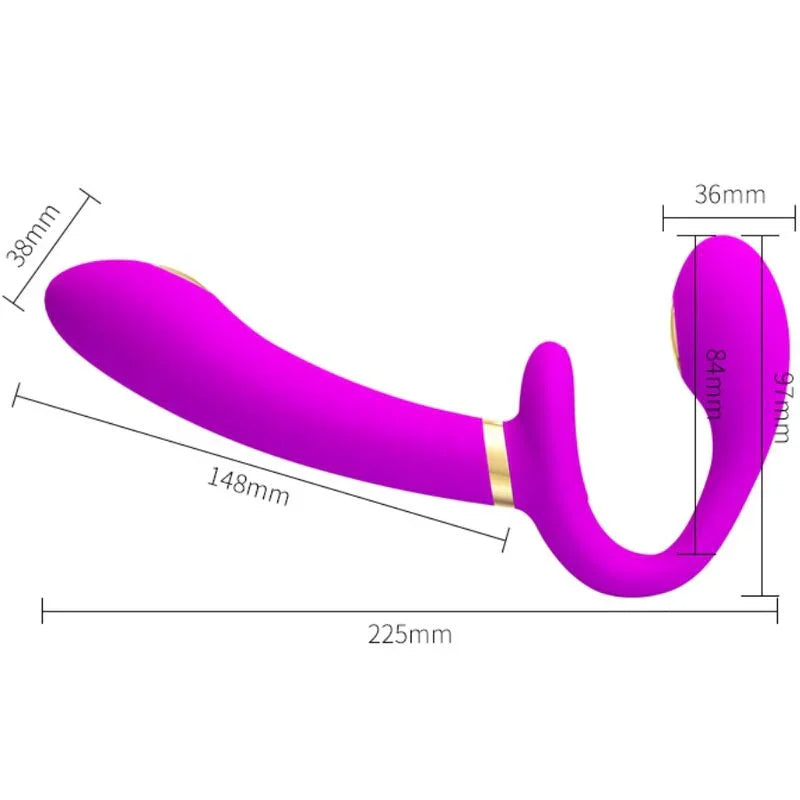 PRETTY LOVE - THUNDERBIRD VIBRADOR DOBLE STRAP-ON CONTROL REMOTO MORADO - Nuvica