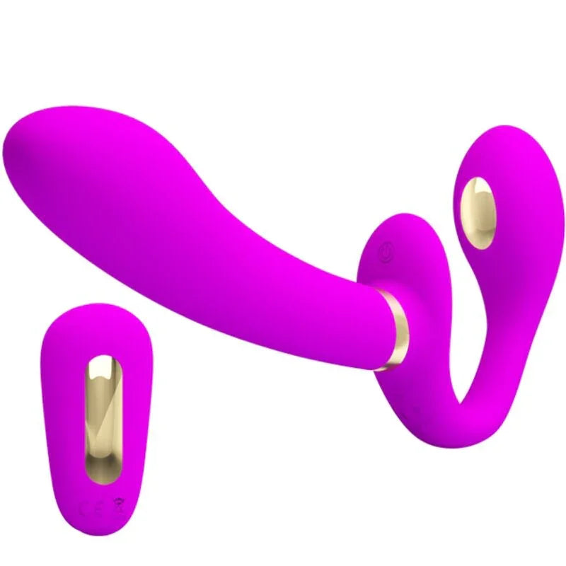 PRETTY LOVE - THUNDERBIRD VIBRADOR DOBLE STRAP-ON CONTROL REMOTO MORADO - Nuvica