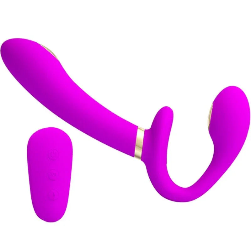 PRETTY LOVE - THUNDERBIRD VIBRADOR DOBLE STRAP-ON CONTROL REMOTO MORADO - Nuvica