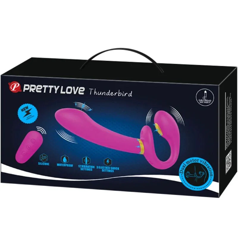 PRETTY LOVE - THUNDERBIRD VIBRADOR DOBLE STRAP-ON CONTROL REMOTO MORADO - Nuvica