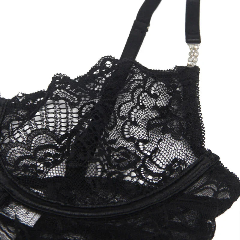SUBBLIME - 954185 BABYDOLL DE ENCAJE CON TIRANTES AJUSTABLES NEGRO S/M - Nuvica