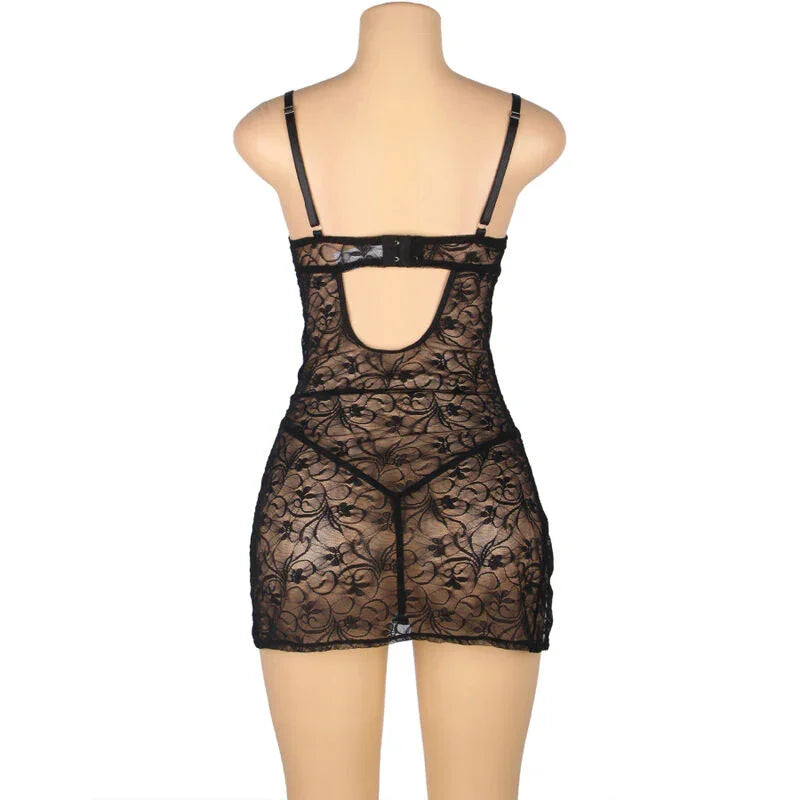 SUBBLIME - 954185 BABYDOLL DE ENCAJE CON TIRANTES AJUSTABLES NEGRO S/M - Nuvica